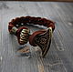 leather bracelet with axe of Perun ,bracelet Perun ,the Slavic bracelet ,, Bead bracelet, Volgograd,  Фото №1