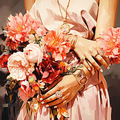 Картины и панно handmade. Livemaster - original item the painting Girl with flowers. Portrait of a woman, contemporary art. Handmade.