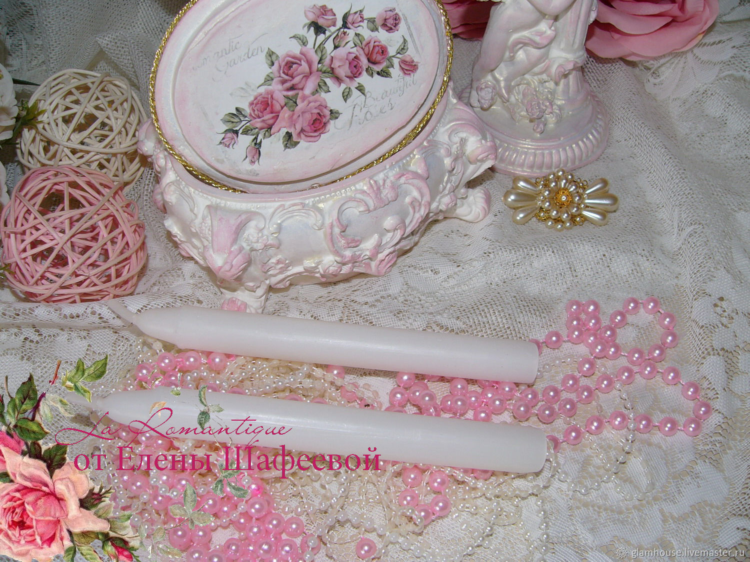 Свечи стеариновые молочно - белые для интерьера шебби шик купить в ...