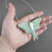 Украшения handmade. Livemaster - original item Mint Butterfly Necklace, Moth Embroidered Gothic Necklace. Handmade.