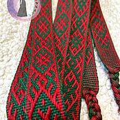 Русский стиль handmade. Livemaster - original item The Orepei belt in the vibrating grid is green-red. Handmade.