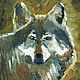 Картина волк миниатюра маслом, Картины, Новотроицк,  Фото №1