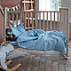 Linen bed linen for a baby cot in blue color. Bedding sets. molinialife. Online shopping on My Livemaster.  Фото №2