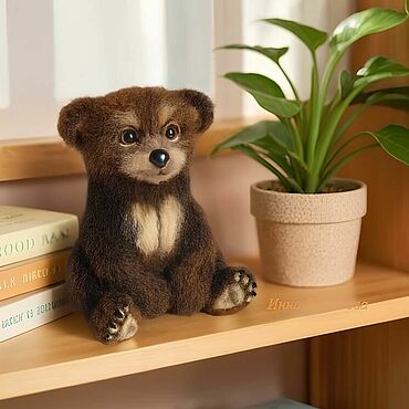 Валяная игрушка медвежонок бурый интерьерная скульптура.. . Куклы и игрушки ручной работы - Ярмарка Мастеров Куклы и игрушки ручной работы. Ярмарка Мастеров - ручная работа Валяная игрушка медвежонок бурый интерьерная скульптура.. Handmade.