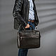 Leather business bag 'Anderson' (brown). Classic Bag. Russian leather Guild. My Livemaster. Фото №6