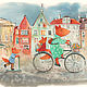 Картина Лисы на велосипеде, жикле картина в детскую, Картины, Санкт-Петербург,  Фото №1