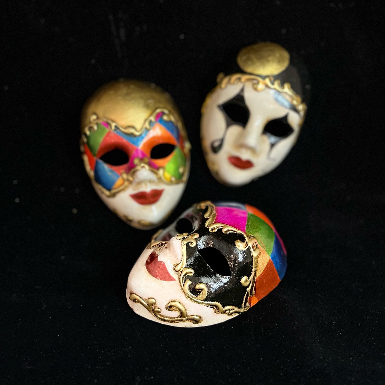 Маски венецианские Пьеро, Арлекино, Коломбина (мини, 3 шт.) в интернет ...