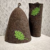 Аксессуары handmade. Livemaster - original item Bath hat and felted rug. Handmade.