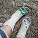 Вязаные носки с вышивкой "Flower". Носки. Девочка с косичками и вязаные носки. Интернет-магазин Ярмарка Мастеров.  Фото №2