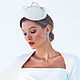 Wedding mini hat 'Wave' with a veil. Color milk, Hats1, Moscow,  Фото №1