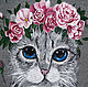 Sweatshirt sweatshirt for girl Cat with flowers hand painted. Sweater Jackets. Koler-art handpainted wear. Online shopping on My Livemaster.  Фото №2