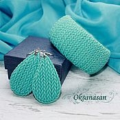 Украшения handmade. Livemaster - original item Jewelry sets: blue knitted bracelet and earrings. Handmade.