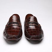 Обувь ручной работы handmade. Livemaster - original item Crocodile leather loafers, brown, handmade.. Handmade.