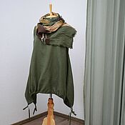 Одежда handmade. Livemaster - original item No№233 Linen summer sundress-boho with scarf. Handmade.