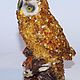 Owl statuette in natural amber. Figurine. podaro4ek22. Online shopping on My Livemaster.  Фото №2