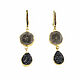 Earrings with quartz and druse agate, brown earrings black, Earrings, Moscow,  Фото №1
