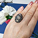 Кольца. Кольцо женское вышитое с натуральным камнем. Крупное кольцо, Кольца, Волгоград,  Фото №1