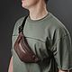 Men's leather waist bag 'Sigma S' (Tobacco), Waist Bag, Yaroslavl,  Фото №1