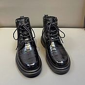 Обувь ручной работы handmade. Livemaster - original item Men`s shoes made of crocodile belly, zip and cords, black color.. Handmade.