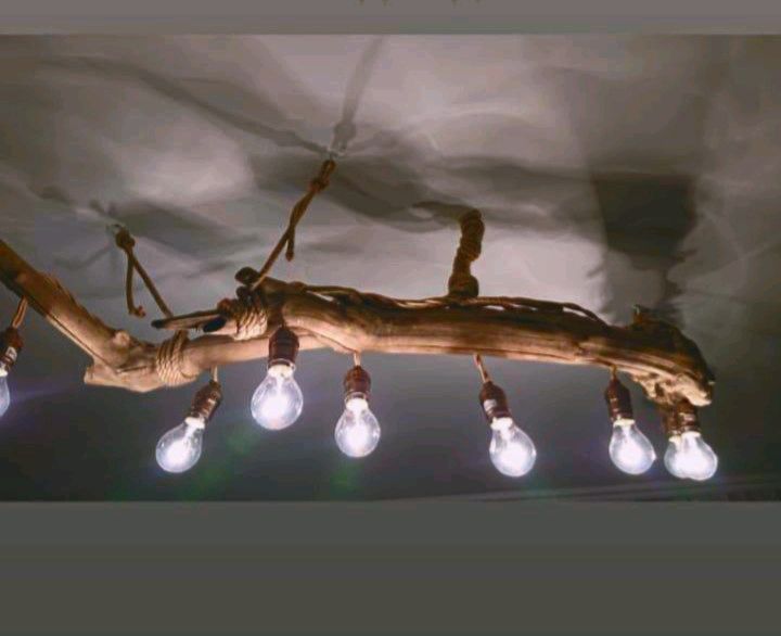 Необычные светильники из дерева, фанеры и коряг для украшения интерьера