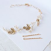 Свадебный салон handmade. Livemaster - original item Bridal leaf hair vine Gold wedding headband. Handmade.