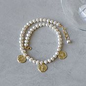 Украшения handmade. Livemaster - original item Necklace with pearls and coin pendants. Handmade.