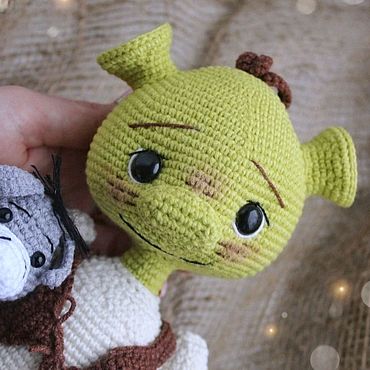 Куклы и игрушки ручной работы. Ярмарка Мастеров - ручная работа Вязаная игрушка крючком Шрек и ослик. Handmade.