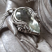 Украшения handmade. Livemaster - original item Men`s pendant with a prasiolite stone, in the style of futurism 