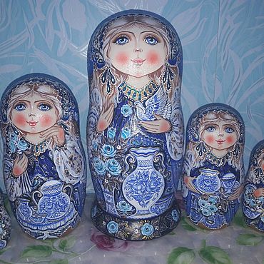 Матрешки ручной работы. Ярмарка Мастеров - ручная работа Матрёшки гжель. Handmade.