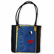 Сумки и аксессуары handmade. Livemaster - original item Leather woman black blue handbag "Miro. Dancer 2". Handmade.