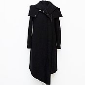 Одежда handmade. Livemaster - original item Demi-season long coat, with crocheted asymmetry, wool. Handmade.