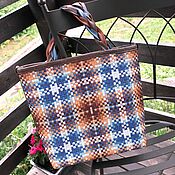 Сумки и аксессуары handmade. Livemaster - original item Denim Checkered Etude Bag made of genuine leather. Handmade.