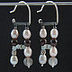 Double earrings 'Gems 3' silver, pearls, garnet. Earrings. Ekart Ekaterina Dmitrieva. Online shopping on My Livemaster.  Фото №2