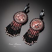 Украшения handmade. Livemaster - original item Black. pink. Earrings Ethnic. Pink with black leopard Jasper. Handmade.