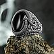 Серебряный перстень со змеей обвитой вокруг камня черный оникс, Перстень, Стамбул,  Фото №1