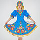 Dance costume. dress in the Russian style. Gorodetskaya Rospis. Russian folk costume.
