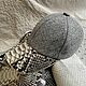 Baseball cap made of genuine python leather and gray tweed, Baseball caps, St. Petersburg,  Фото №1