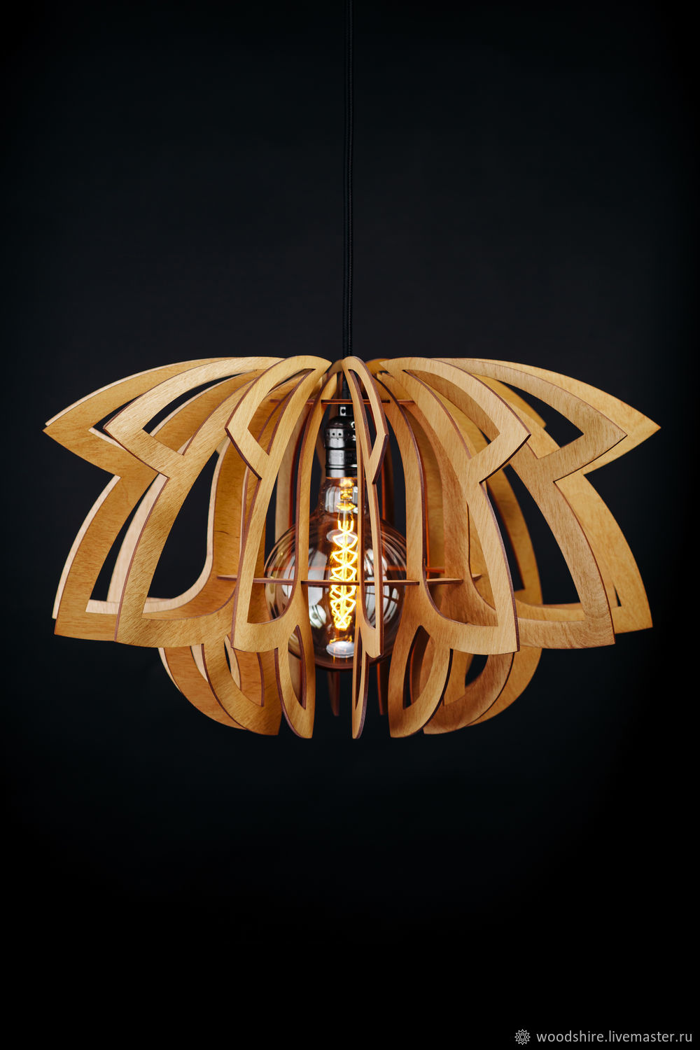 Деревянный светильник Лилия вишня, лампа из дерева, подвесная люстра в ...