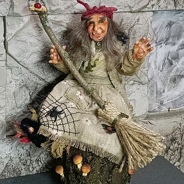 Куклы и игрушки ручной работы. Ярмарка Мастеров - ручная работа Баба Яга в ступе. Handmade.