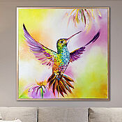 Картины и панно handmade. Livemaster - original item Oil painting Bright Hummingbird. Bright picture with a bird. Handmade.