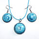 Set of blue pendant and earrings made of epoxy resin, Jewelry Sets, Moscow,  Фото №1