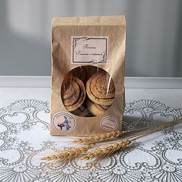 Фермерские продукты ручной работы. Ярмарка Мастеров - ручная работа Печенье "Розочки с корицей" в крафт-пакете. Handmade.