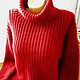Свитер с высоким воротом красный  вязаный из шерсти. Свитеры. Sweater Star Вязание на заказ.. Интернет-магазин Ярмарка Мастеров.  Фото №2