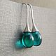 Sea Glass Drop Earrings, Clear glass Simple teardrop earrings, 37 mm, Earrings, Moscow,  Фото №1