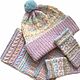 Set of accessories Pastel hat, mittens, scarf, merino, alpaca, Headwear Sets, Voronezh,  Фото №1