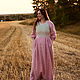 Women's pink long linen dress with sleeves, Dresses, Baranovichi,  Фото №1