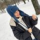 Шапка-ушанка вязаная УМА с подкладкой синий индиго. Шапка-ушанка. Семейный бренд вязаной одежды БЛИЗКО. Ярмарка Мастеров.  Фото №4