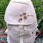 Сумки и аксессуары handmade. Livemaster - original item White Pearl Denim Backpack. Handmade.