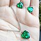 Stud earrings and pendant,heart shape.Emerald Mother of pearl. Jewelry Sets. MagicJewelr. Online shopping on My Livemaster.  Фото №2
