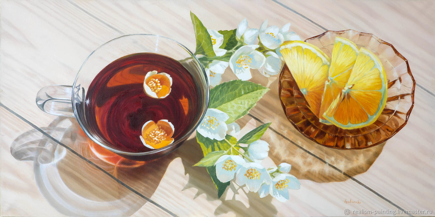Картина маслом на холсте "Солнечный чай с жасмином", Картины, Санкт-Петербург,  Фото №1